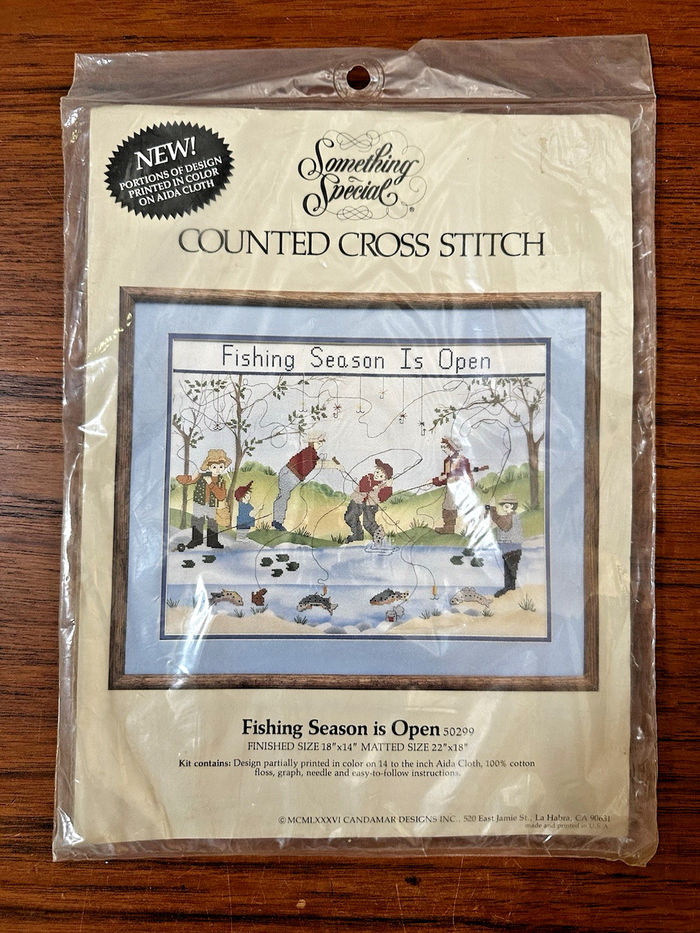 NEW Something Special Counted Cross Stitch Kit 50299 Fishing Season is Open 1986